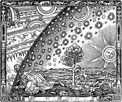 Dřevoryt od neznámého autora, který se poprvé objevil v díle od Camilla Flammariona - L'Atmosféra: Meteorologie populaire (1888)